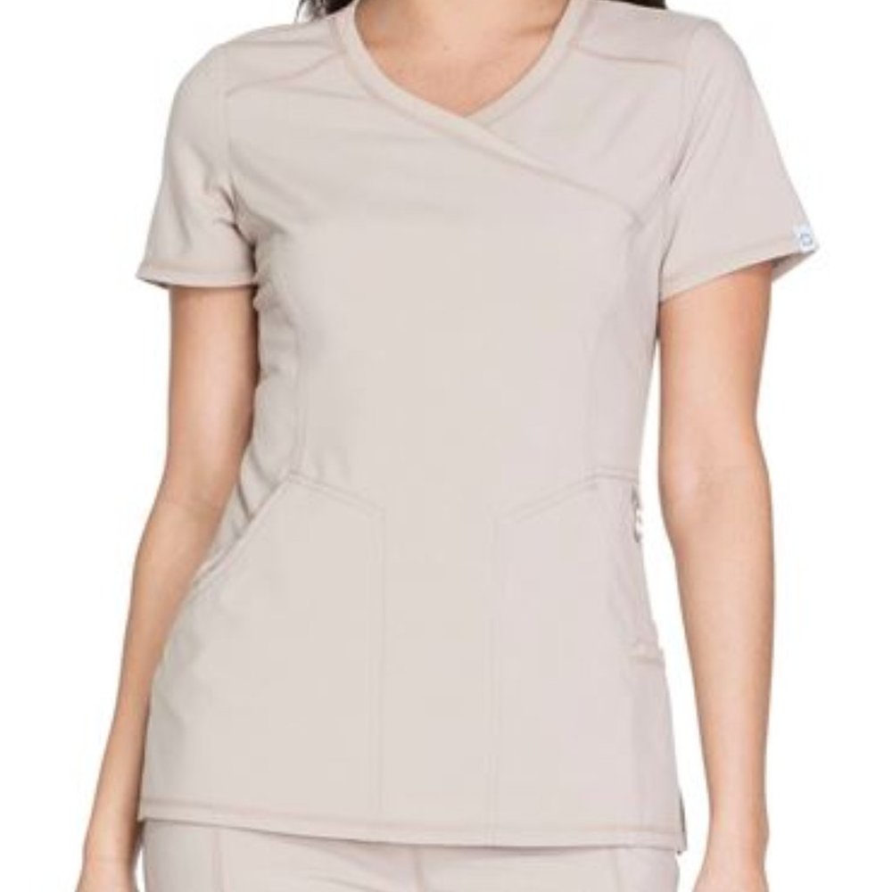 Cherokee Infinity Women's Mock Wrap Solid Khaki Scrub Top-2625A Size 2XL XXL